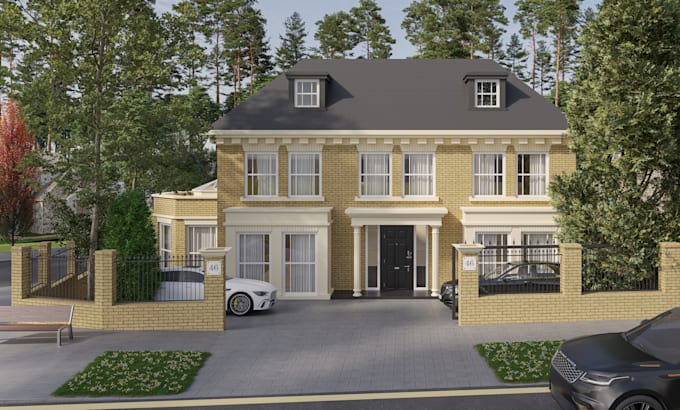 render 3d exterior design in 3d max 2024 vray and corona