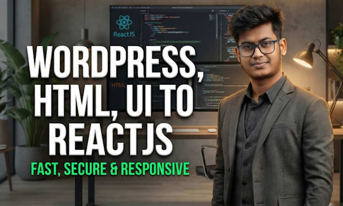 convert HTML to react, wordpress to react, UI to react
