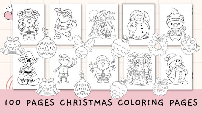 Send you 100 christmas colouring pages for your amazon kdp by Kusenalwi ...