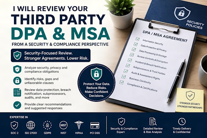 review thirdparty dpa and msa agreements from a security compliance perspective