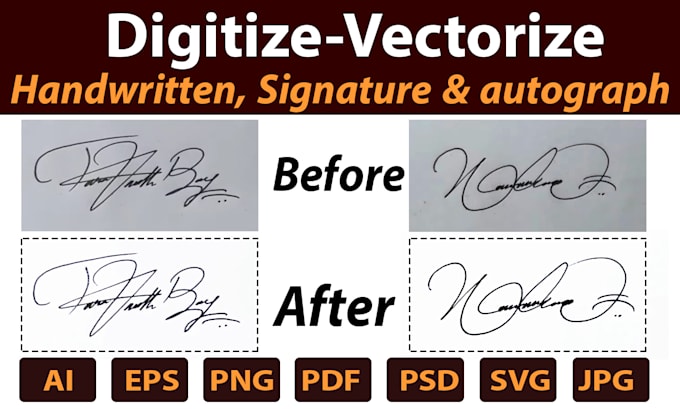 vectorize your signature, autograph and any handwritten