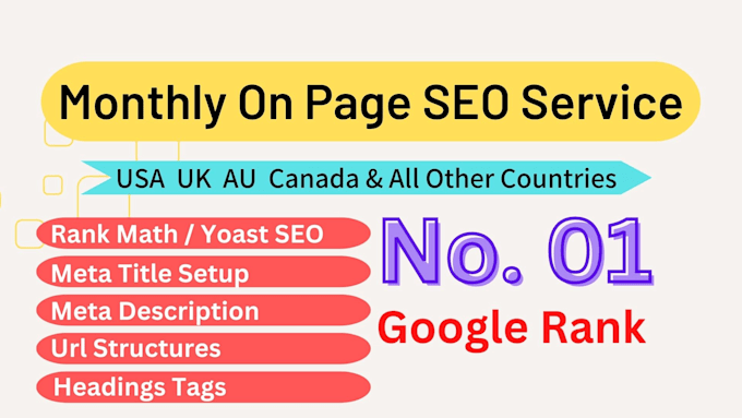 do monthly on page SEO for wordpress website google ranking in USA,UK,au,canada