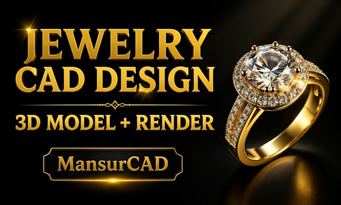 design custom jewelry cad 3d ring, pendant and realistic rendering