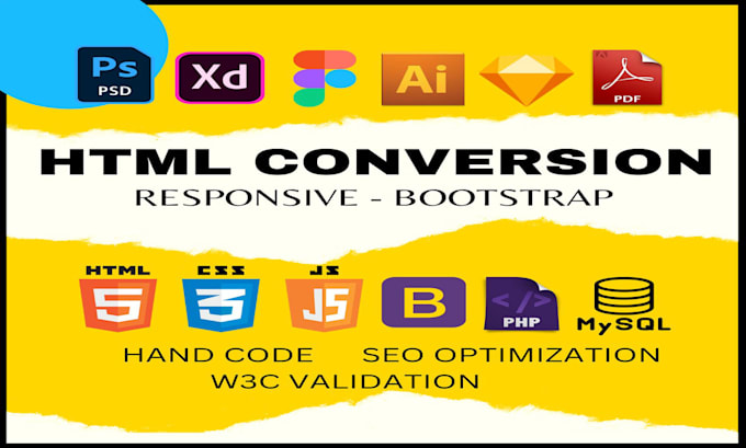 convert figma to html, psd to html, sketch to html, responsive html website