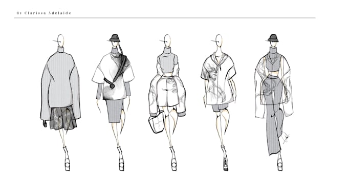 Draw or sketch a fashion illustration and design collection by ...