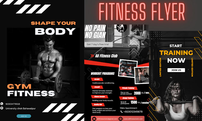 design sports gym, football, fitness flyer and event flyer