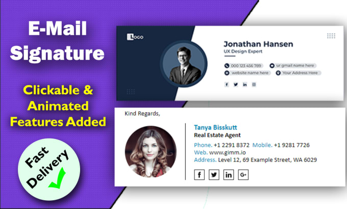 Email signature with html source codes by Shakil zakia Fiverr