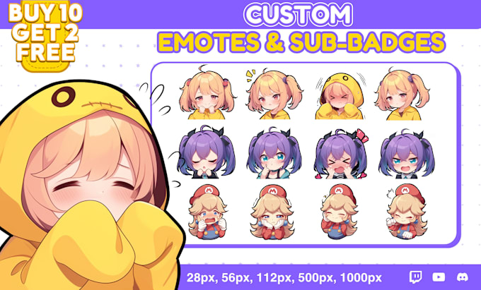 make twitch emote, badges and animated for twitch, kick and discord