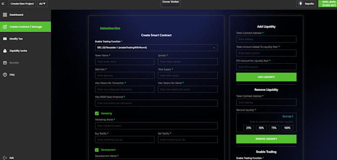 create launchpad, telegram bots, volume, holder bot on ethereum, solana and tron
