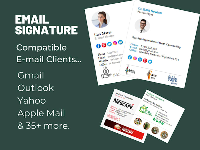 make modern HTML email signature for outlook,gmail and apple
