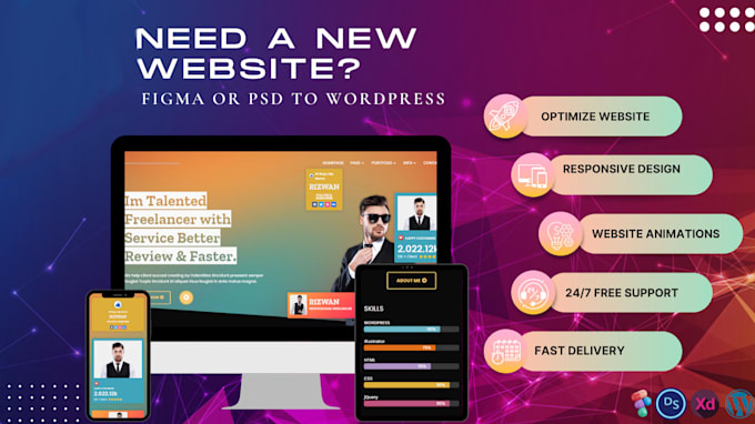 Review! I will design figma to wordpress website  for $30