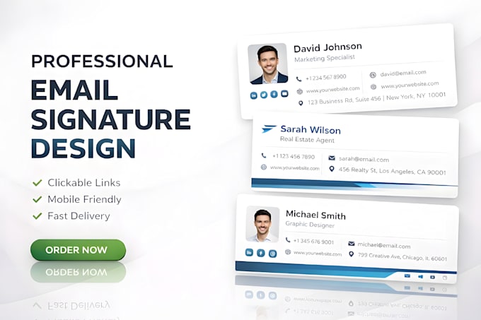 design HTML email signature for gmail, icloud and more