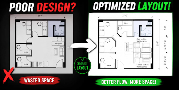 redraw floor plans from sketch, PDF, or image into autocad