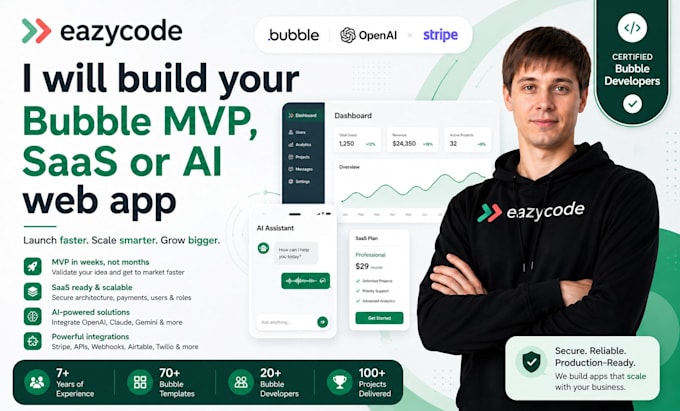 build your bubble mvp, saas or ai web app