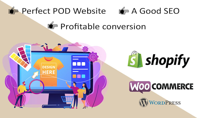 create a automated pod shopify and woocommerce website