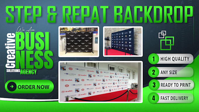 design clean step and repeat banner back drop within 3 hours