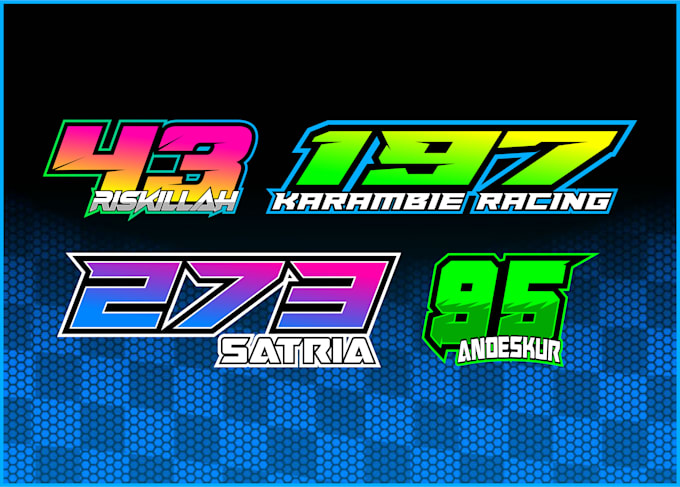 design racing team logo, racing number,  car wash