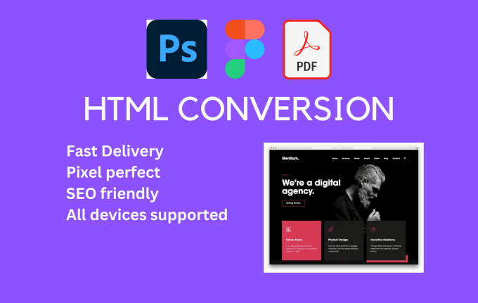 Convert figma design to html css javascript bootstrap by Vibhanshu_dev ...