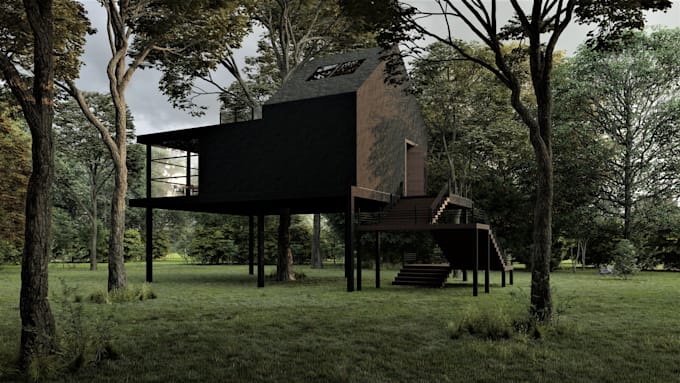 design and 3d render your tiny house,tree house or cabins