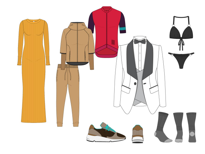 do sports and fashion technical mockup or flat sketch