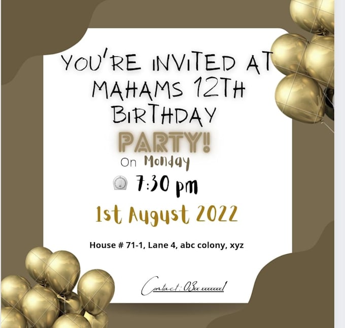 Do printable invitation card designing by Fareehazeshan | Fiverr