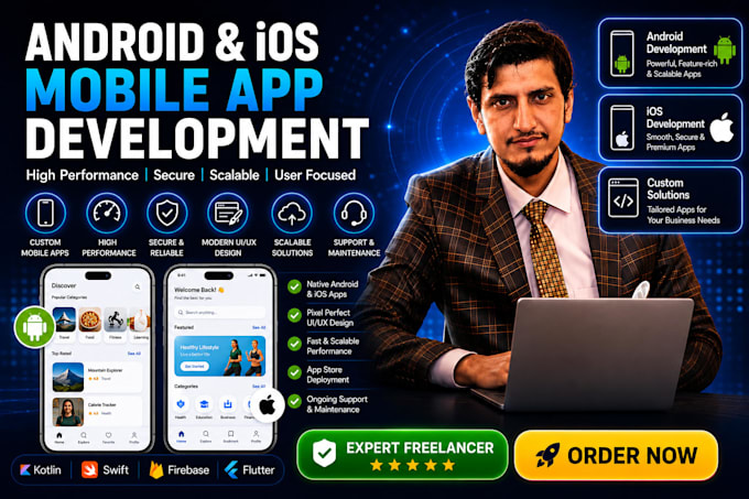 develop android and ios mobile app with flutter