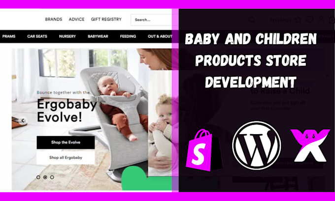 wordpress baby children products store website redesign design