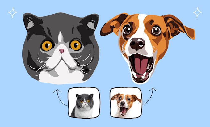 draw simple pet portrait vector for embroidery
