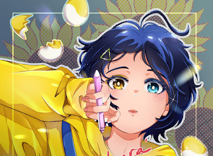 draw bust up or half body anime style illustration