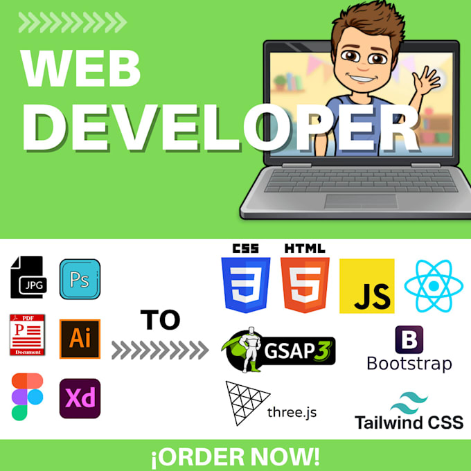Web development front end figma or psd to html css js react by ...