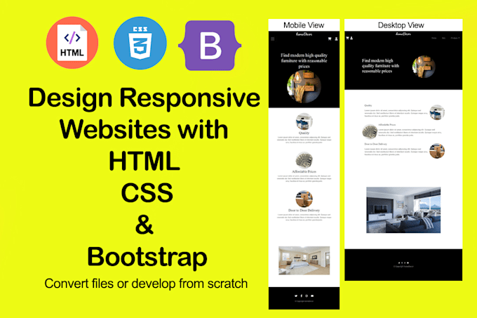 Design or convert your responsive front end website using html css and ...