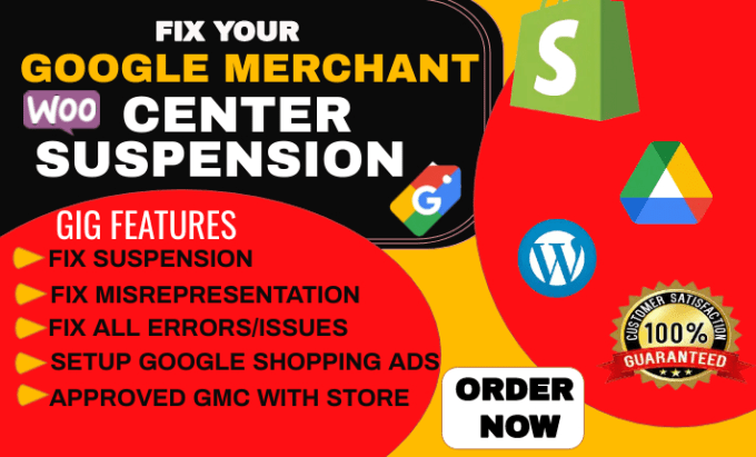 I will fix google merchant center suspension mirespresentation, gtin code, shopping ads