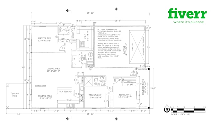 make 2d architectural floor plan in detail