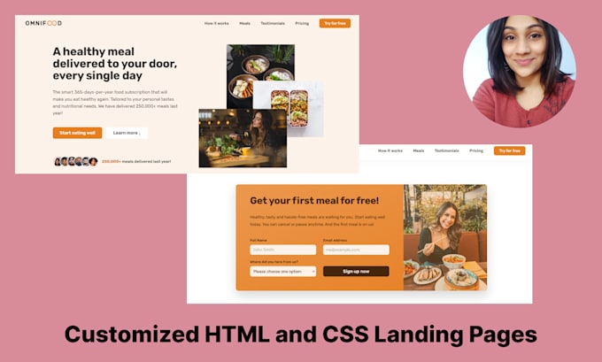 Create a custom landing page using html and css by Purnimakumar_ | Fiverr