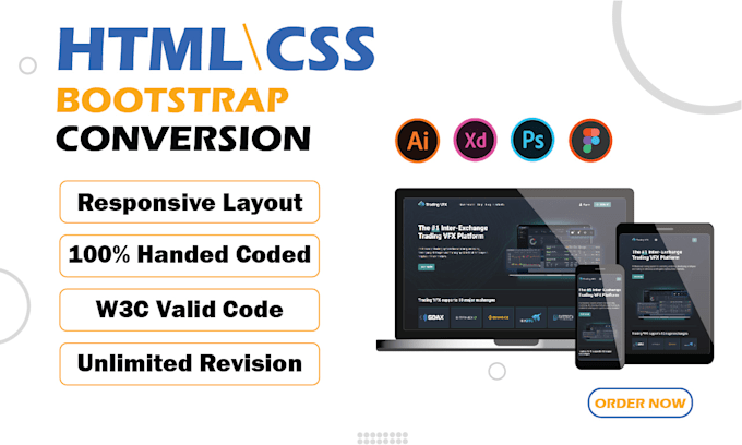 Convert psd to html css and bootstrap hand coding web design by ...
