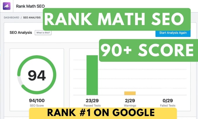 setup rank math SEO plugin with 90 plus score  wordpress on page optimization