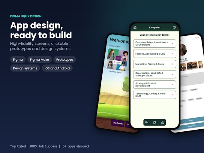 design mobile app UI UX and web app screens in figma