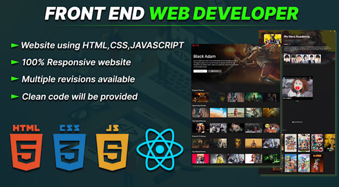 Design frontend website using html css javascript by Anshulkamal07 | Fiverr