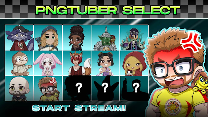 create a cute cartoon png tuber for obs, discord and twitch