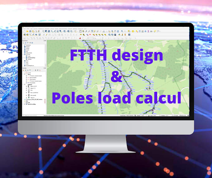 Plan ftth fibre plan and calculate poles load by Tariktifaq | Fiverr