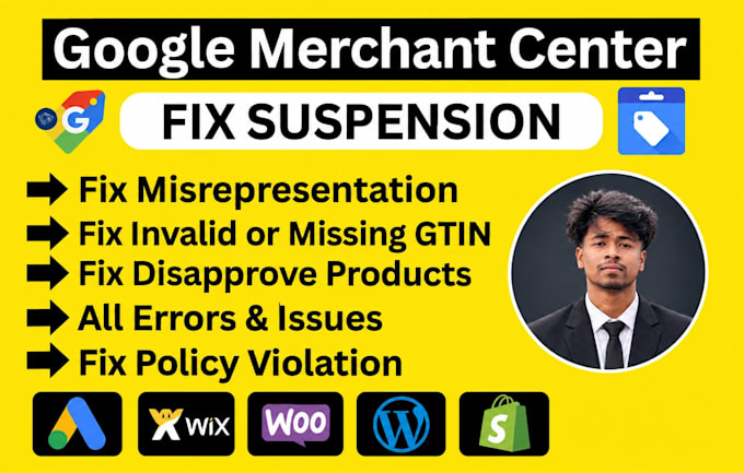 fix google merchant center suspension and misrepresentation
