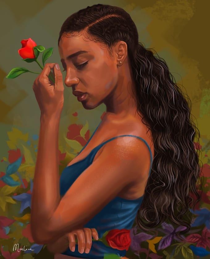 Paint realistic portrait from your photo by Maxline_kofi Fiverr