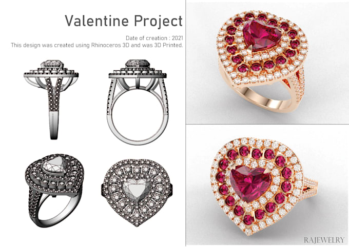custom 3d cad jewelry design with high quality renders