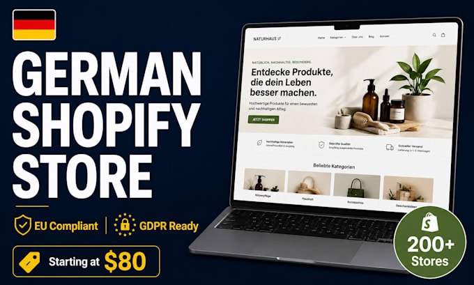 create a professional german shopify store for dropshipping