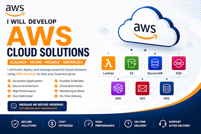 develop AWS lambda s3 dynamodb sqs sns ses and rds services