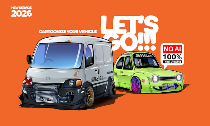 draw custom cartoon car illustration