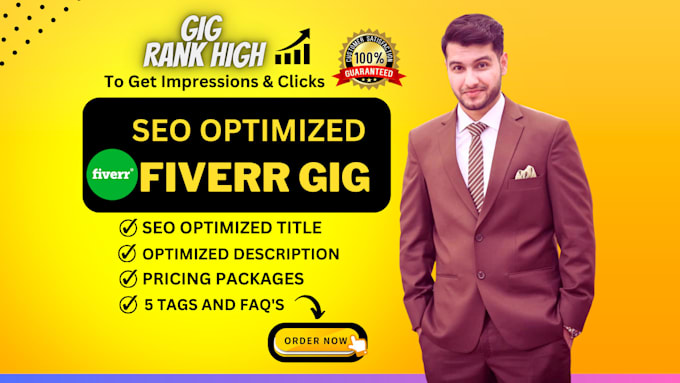 write SEO optimized fiverr gig description, tags, title, profile setup
