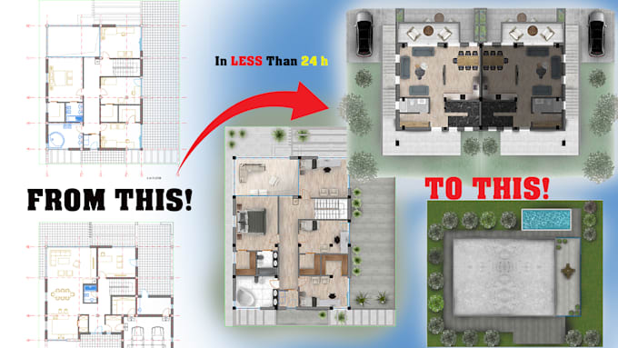 Render real estate architectural 2d floor plan in photoshop by ...