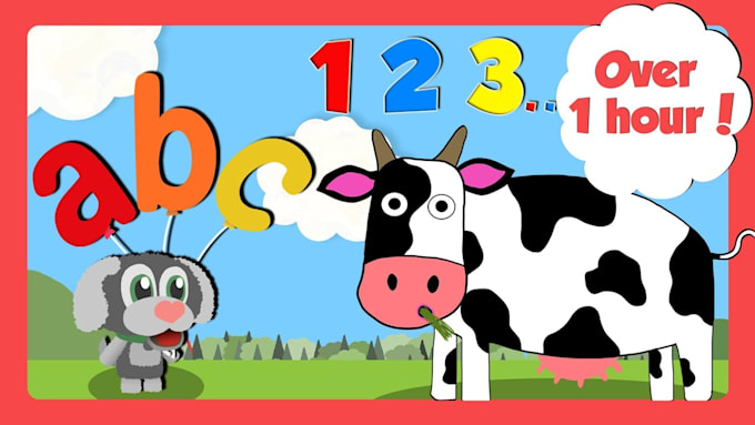 create two 2d animated kids learning videos for youtube