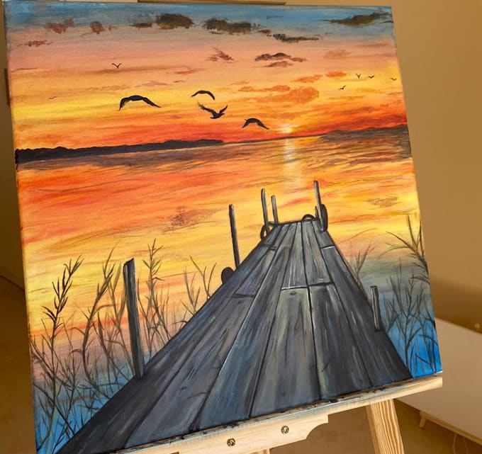 Paint acrylic landscape paintings on canvas for home, offices etc by
